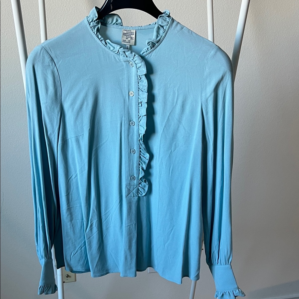 Pferdgarten Light Blue Ruffled Women's Top